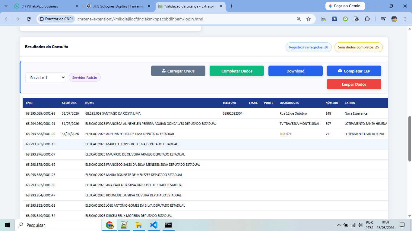 Extrator de Empresas por CNPJ